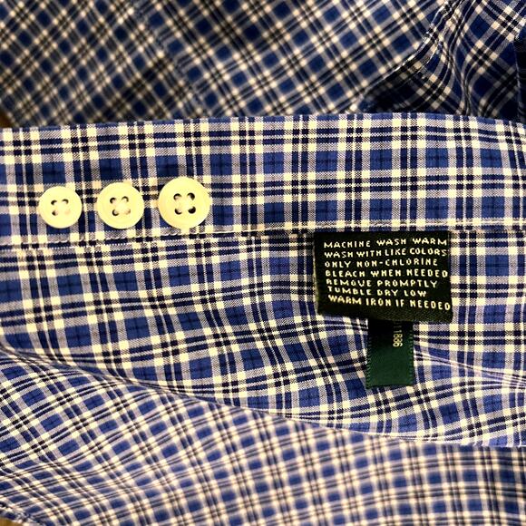 Lauren Ralph Lauren Men Blue Button Up Long Sleeve Shirt Non Iron Size 17 36/37 - Picture 7 of 8